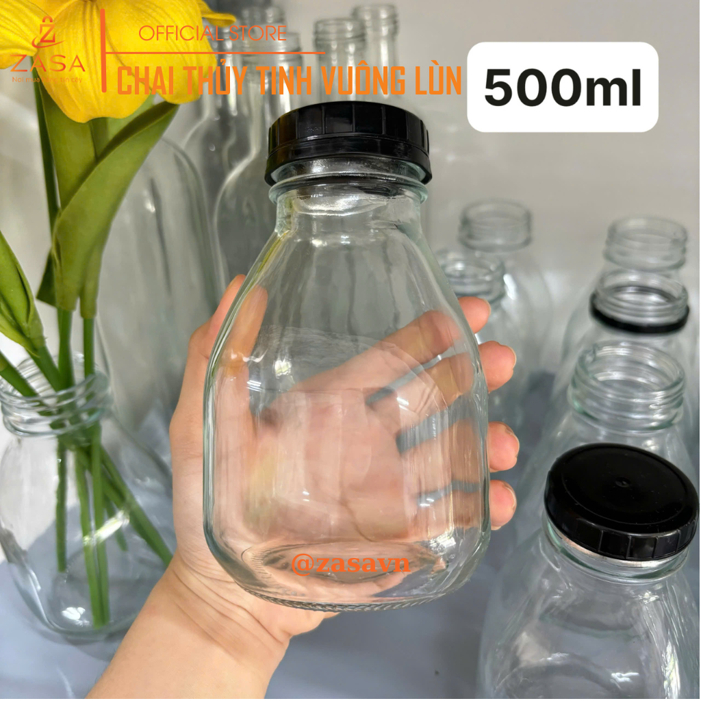 Chai Thuỷ Tinh Vuông Lùn Zasavn - 300ml / 500ml - Ảnh 4